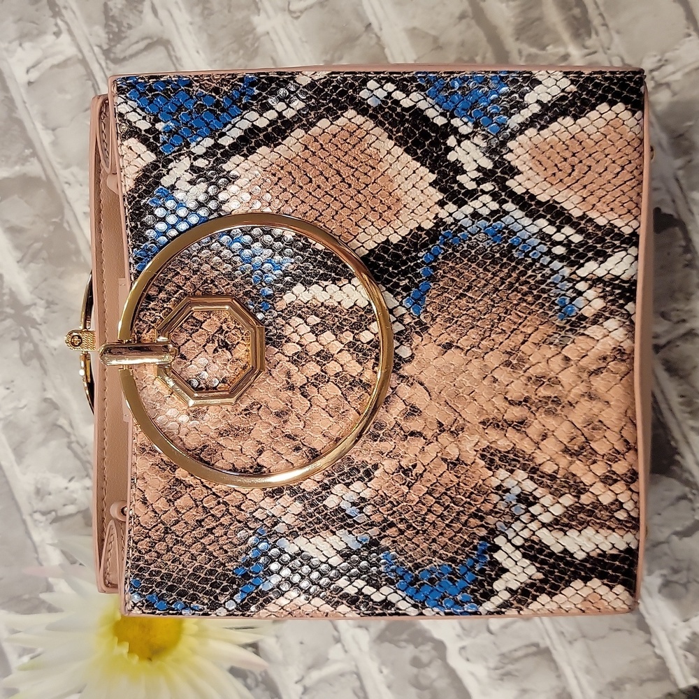 Reptile Print Purse With Metal Handles